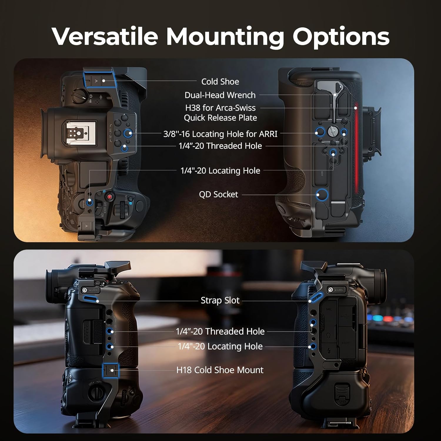 Detalle de SmallRig Gabbia per Canon EOS R5 Mark II con Battery Grip BG-R20 (5623)