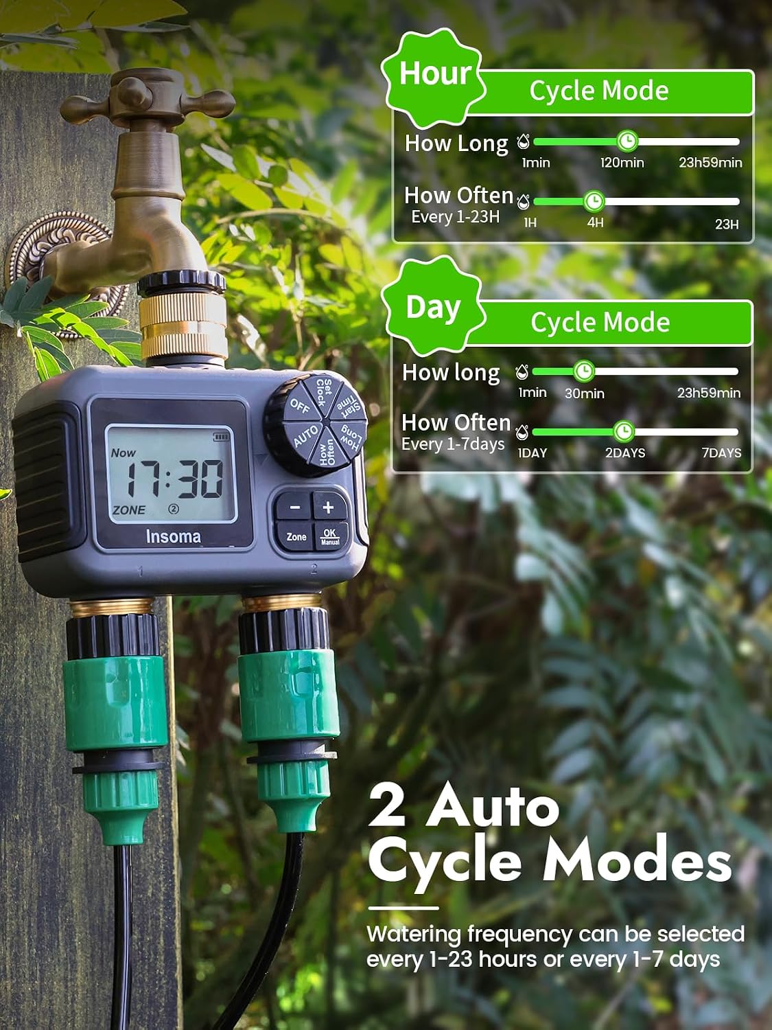 Detalle de Insoma 2 Outlets Sprinkler Timer with Brass Inlet & Outlet