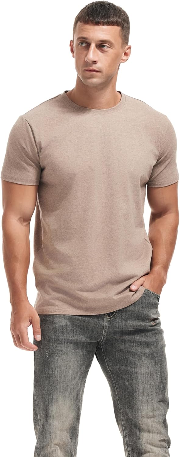 Thumbnail 1 de VEIISAR Herren Langarm- und Kurzarm-T-Shirt (200 g Baumwolle) – Zweifarben-Melange Unterziehshirt mit Stretch