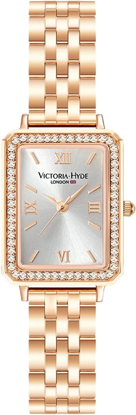 Detalle de VICTORIA HYDE orologio rettangolare da donna verde con quadrante analogico al quarzo e cinturino in acciaio inox
