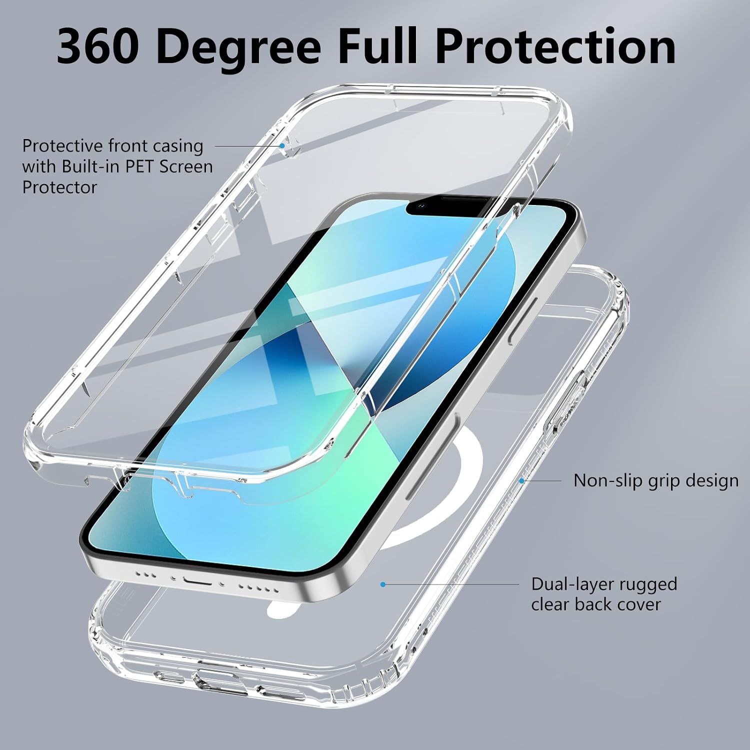 Detalle 2 de XTCASE Coque iPhone 13 transparente compatible MagSafe