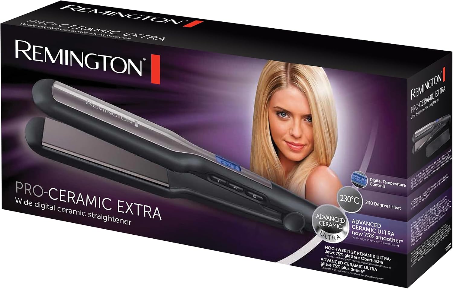 Detalle 2 de Remington Piastra per Capelli Pro-Ceramic Extra Larga S5525 (45 mm) per Capelli Spessi, Crespi e Lunghi