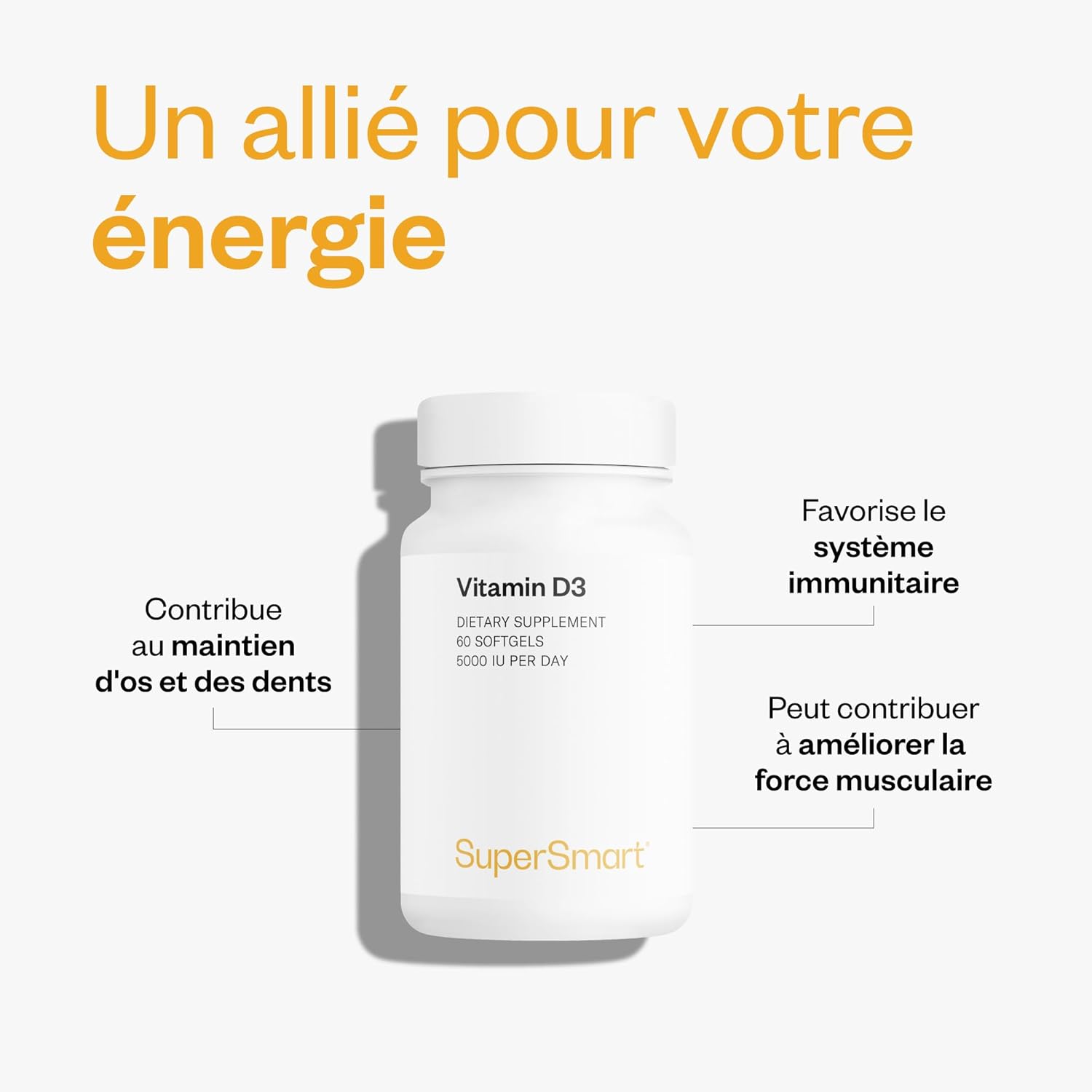 Thumbnail 2 de Vitamine D3 5000 UI de Supersmart — Dosage puissant et forme biodisponible pour le support immunitaire et osseux