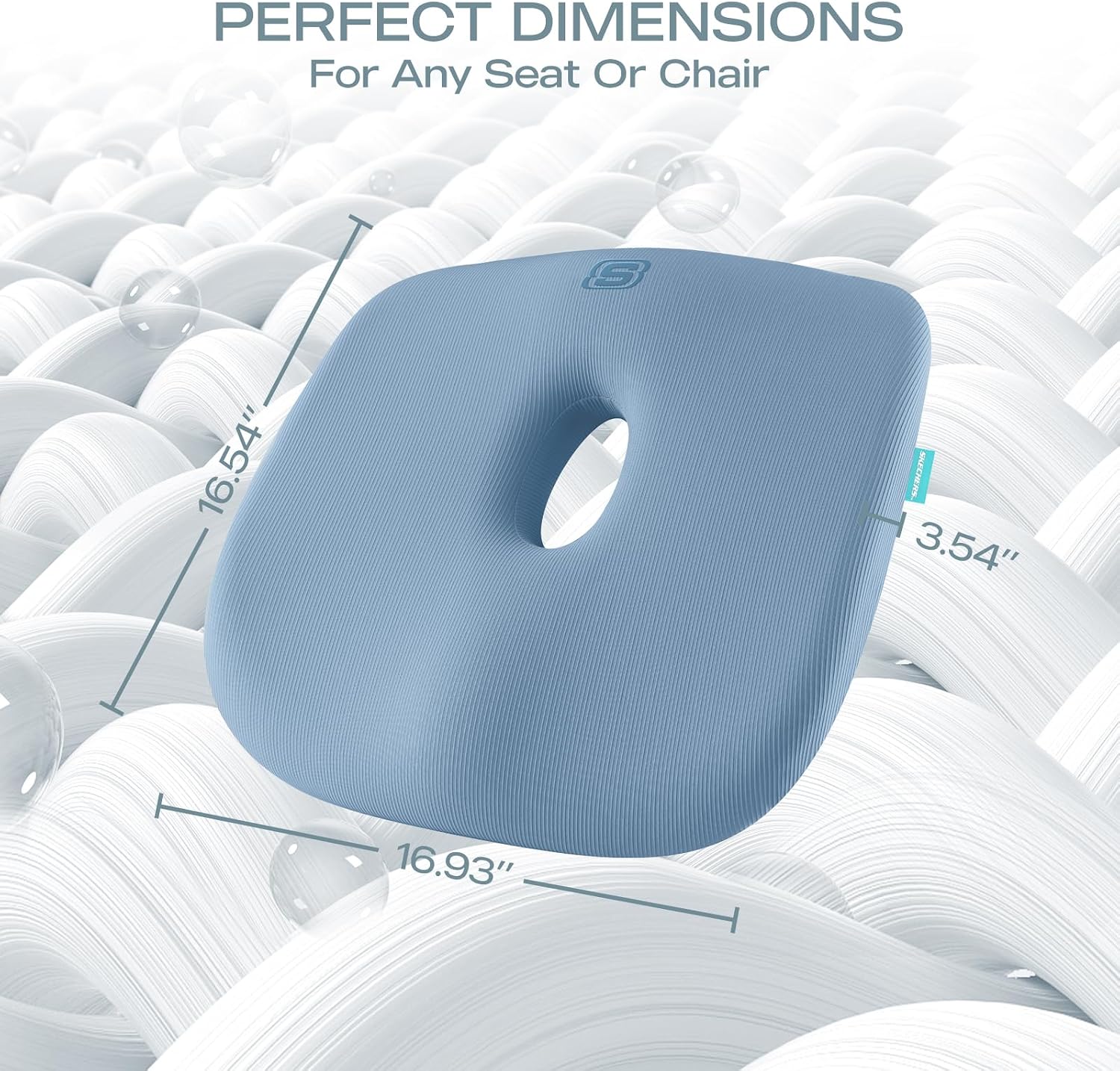 Detalle 1 de Skechers Memory Foam Seat Cushion, Blue, with Washable Cover and Non-Slip Base