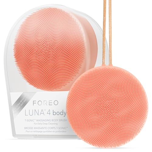 Detalle de FOREO LUNA 4 body Peach Perfect : brosse exfoliante corps en silicone, pratique et étanche