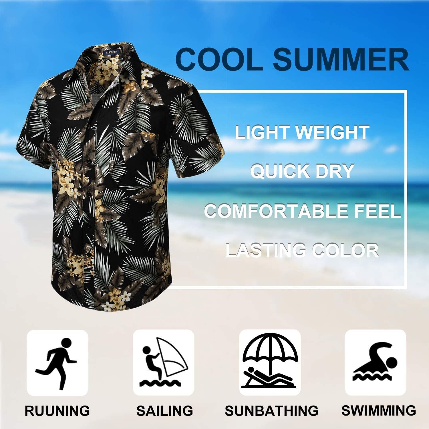 Thumbnail 5 de HISDERN Funky Hawaiihemd Herren Kurzarm mit Vordertasche – Sommerlook für Strand und Freizeit