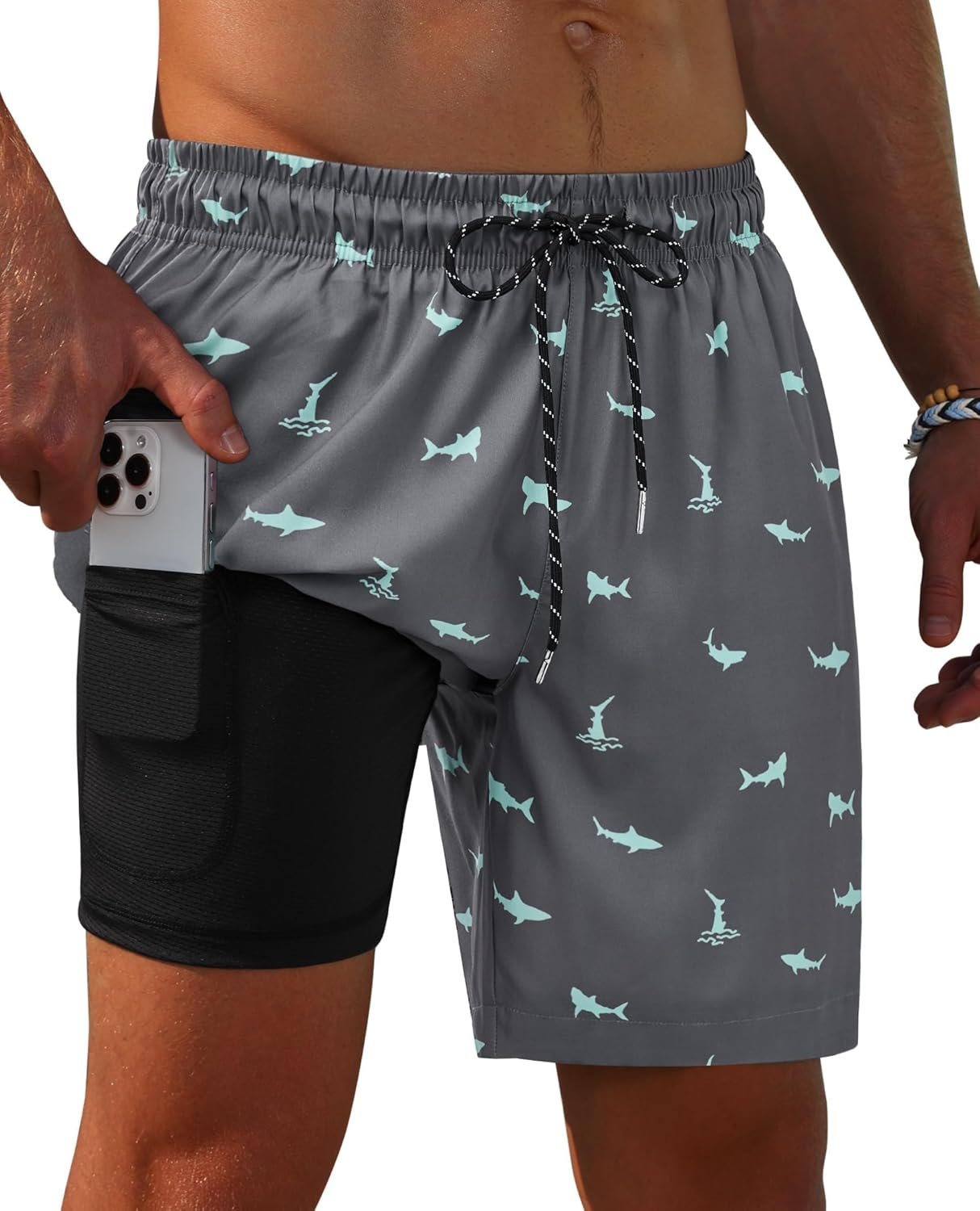 Thumbnail 6 de Gleeease 7-Inch Men's Swim Trunks 2-in-1 with Compression Liner, Pockets, and Quick-Dry Stretch Fabric