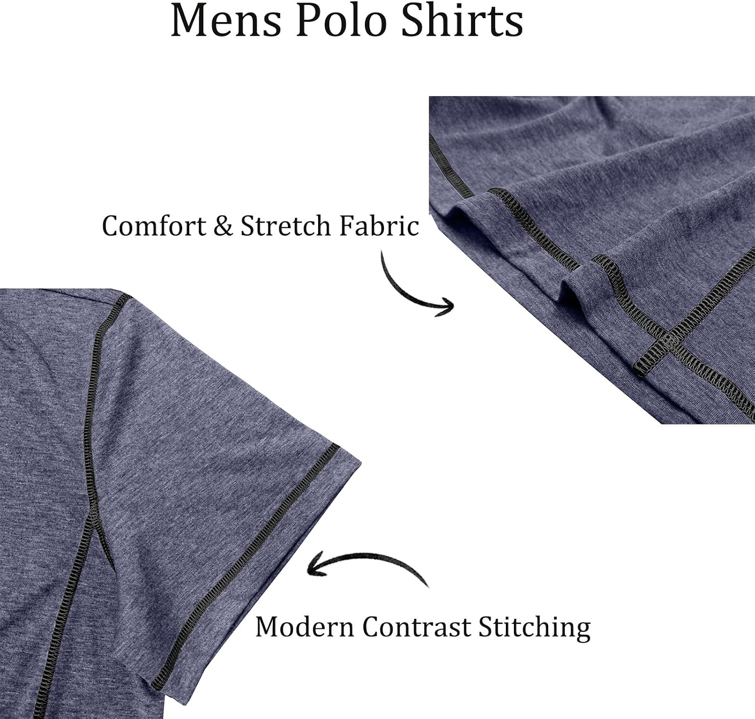 Thumbnail 3 de Volemo Men’s Short Sleeve Polo Shirt with Pocket – Casual Summer Smart Polo Tee