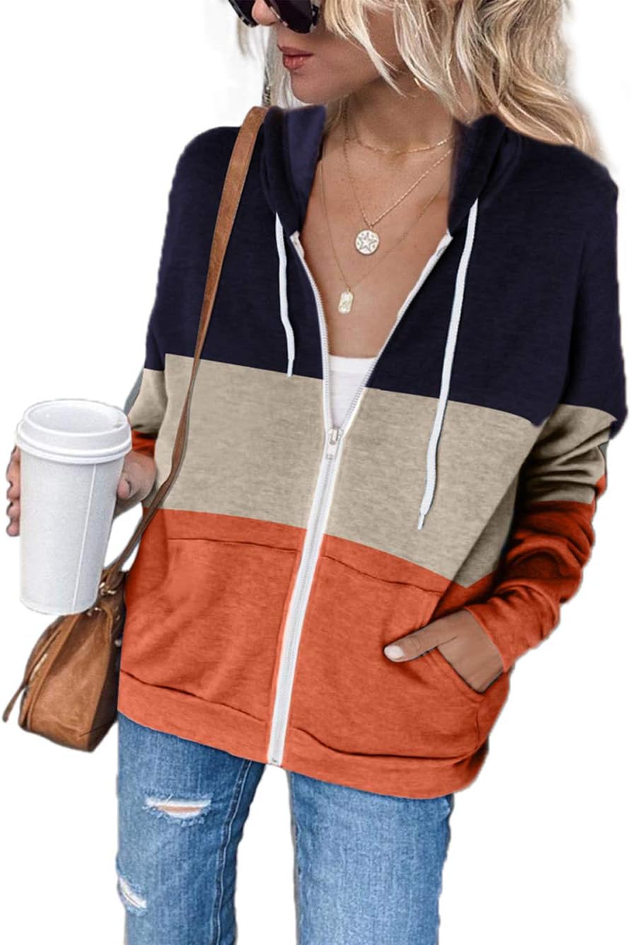 Detalle de iChunhua Women's Zip-Up Hooded Hoodie with Pockets