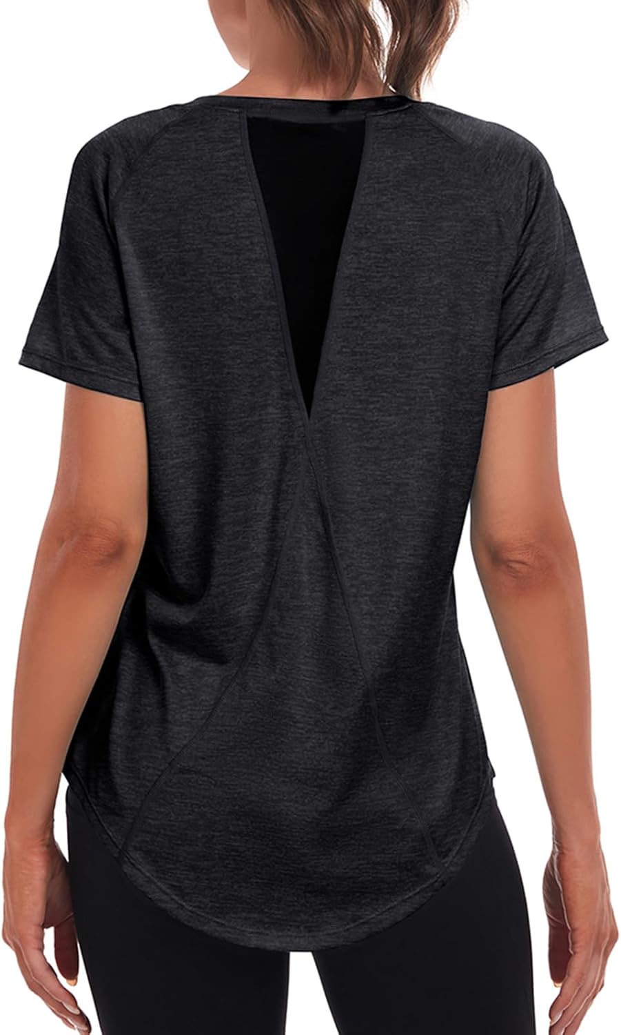Detalle de Jlowesun Damen Sport-Shirt kurzärmelig mit Mesh-Rücken und schnell trocknendem Funktionsmaterial