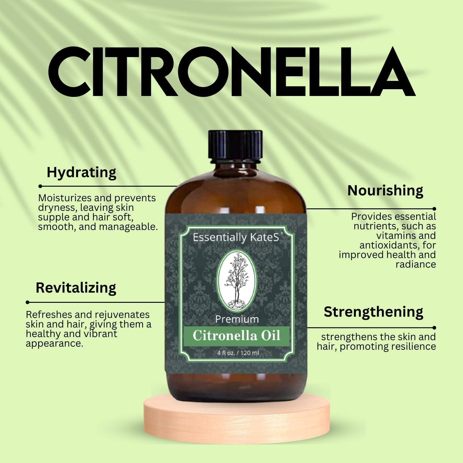 Detalle de Essentially KateS Premium Citronella Oil 4 Fl Oz — 100% Pure and Natural