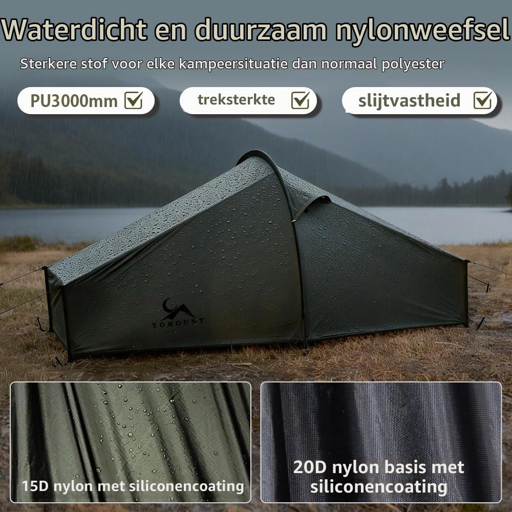 Detalle 2 de TOMOUNT Bivy Tnl-4NyZt bivaktent voor 1 persoon, waterdicht en dubbellaags