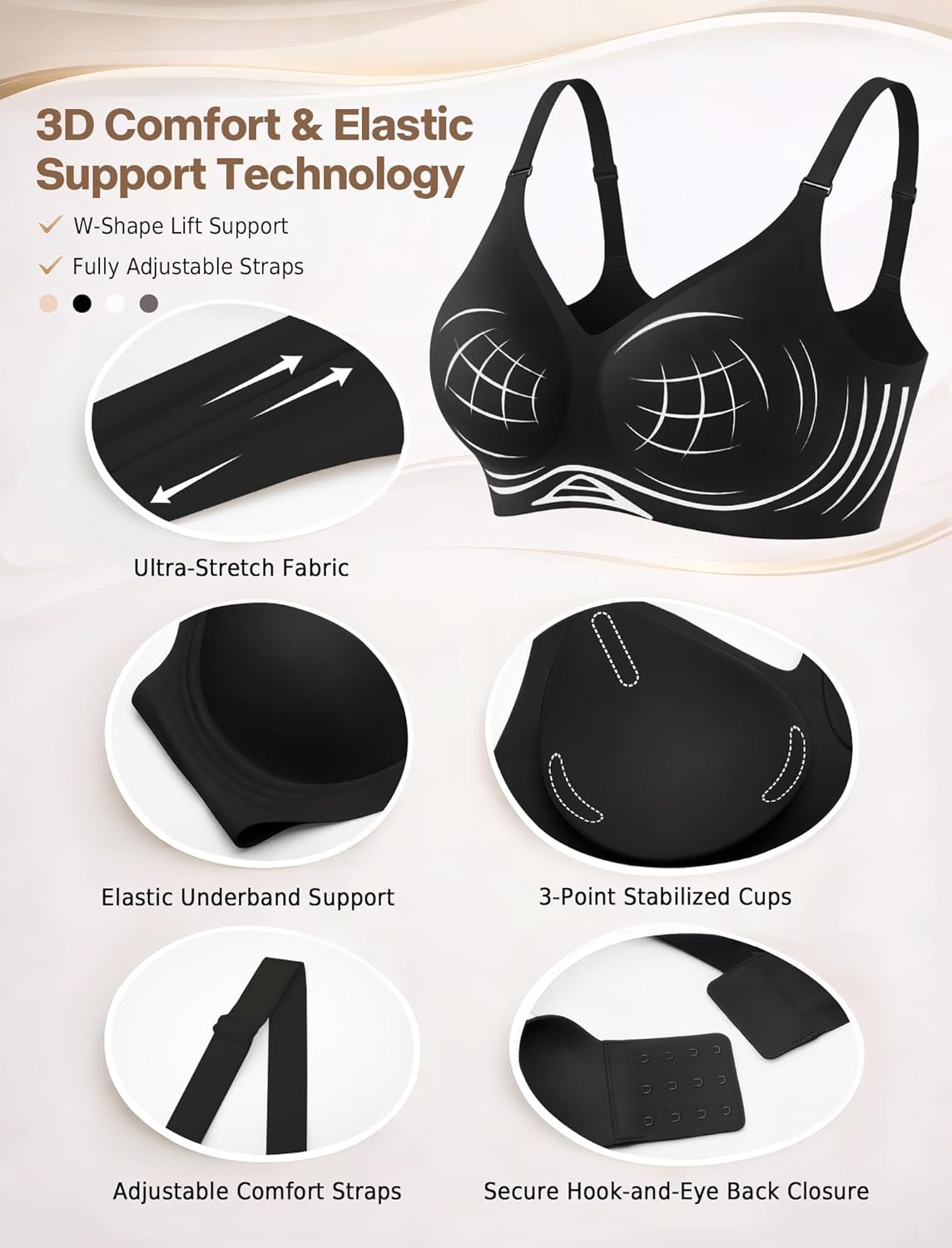 Thumbnail 4 de Damen Push-up BH ohne Bügel (seamless, gepolstert) – Komfort-Bralette mit starkem Halt