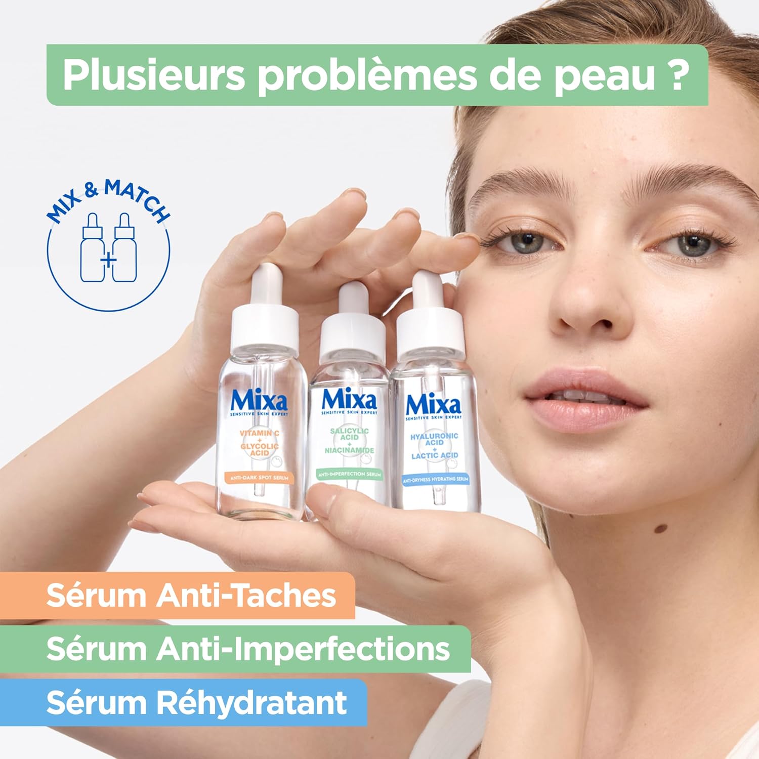 Detalle de Mixa Anti-Unreinheiten Duo aus Niacinamid-Serum und Cleanser – für zu Unreinheiten neigende Haut