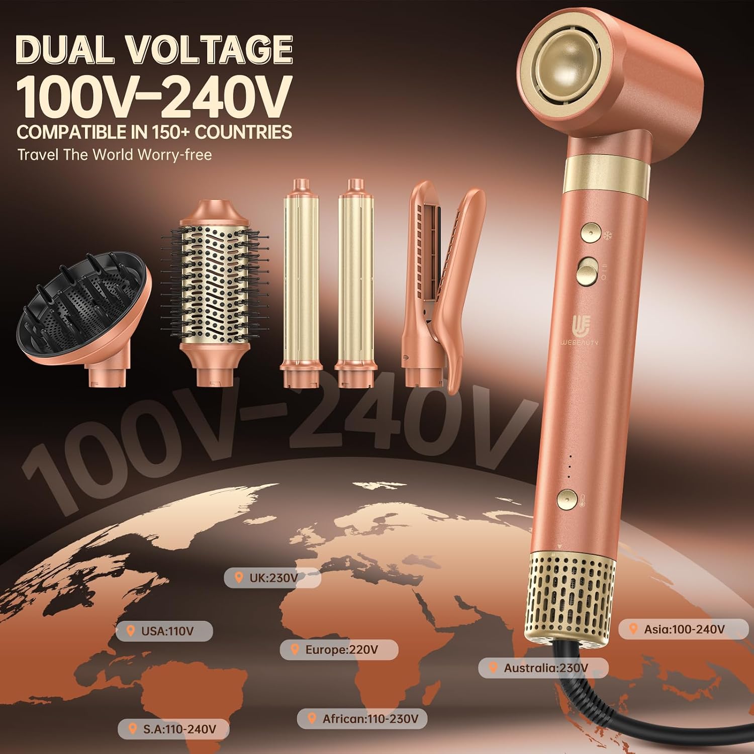 Thumbnail 1 de webeauty F9E 6-in-1 multistyler met 110.000 tr/min en 6 opzetstukken