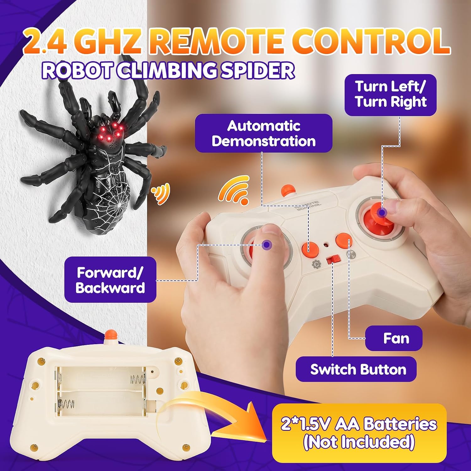 Thumbnail 6 de Wall Crawling Spider RC: Rechargeable Wall Climbing Spider for Fun and Pranks