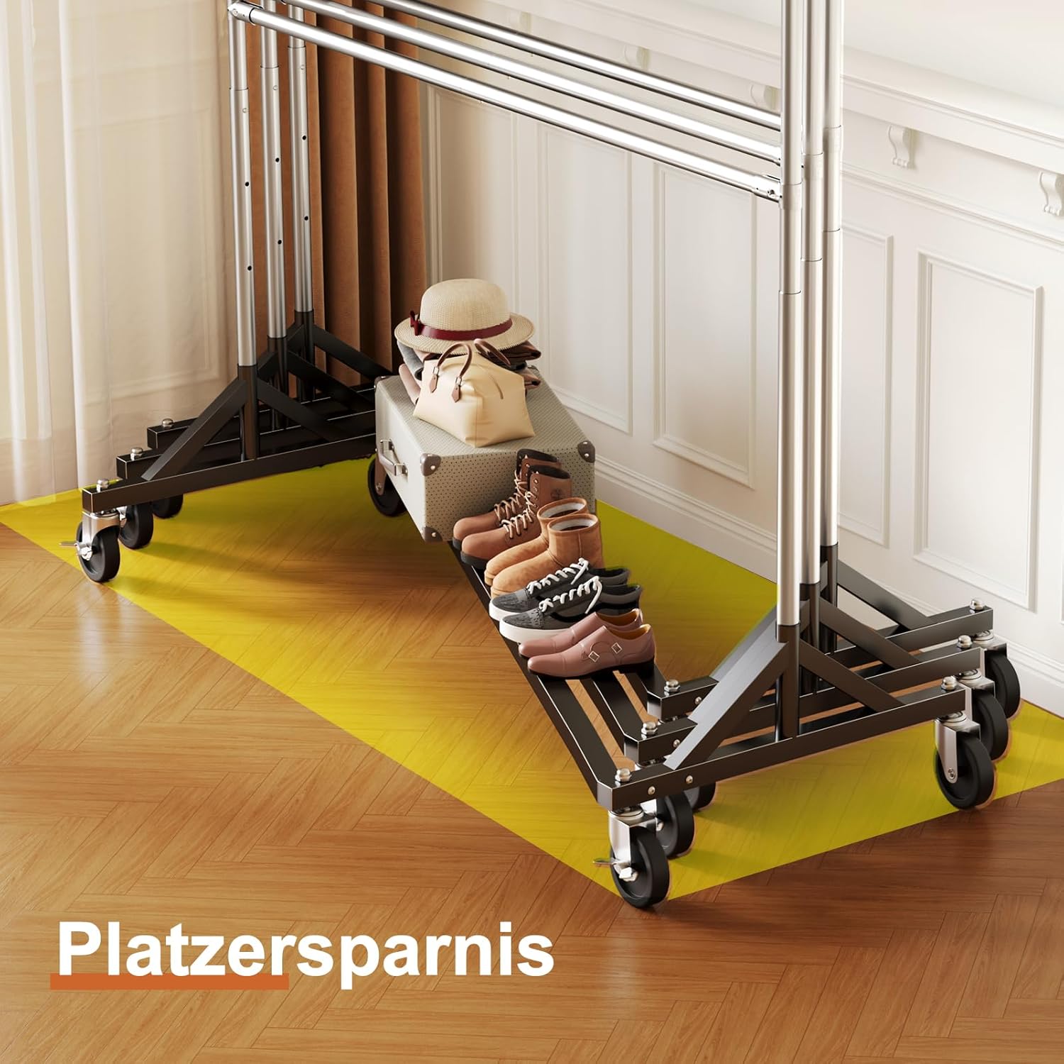 Thumbnail 6 de HOKEEPER kommerzieller Kleiderständer mit Z-Ständer und Rollen, 250 kg Tragkraft