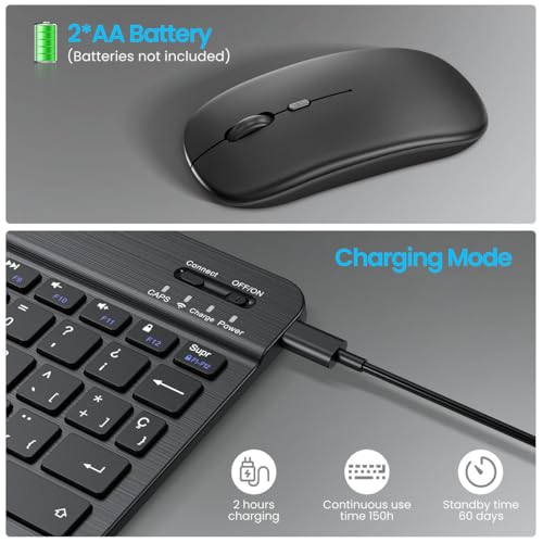 Detalle 2 de Cimetech teclado y ratón inalámbrico Bluetooth ultrafino ergonómico (QWERTY español) con batería recargable