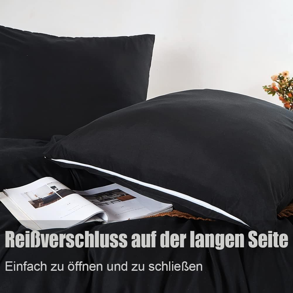 Thumbnail 4 de Soifox Kissenbezug 40 x 80 cm, 2er Set – Schwarz, 100% Mikrofaser, bügelfrei und knitterfrei