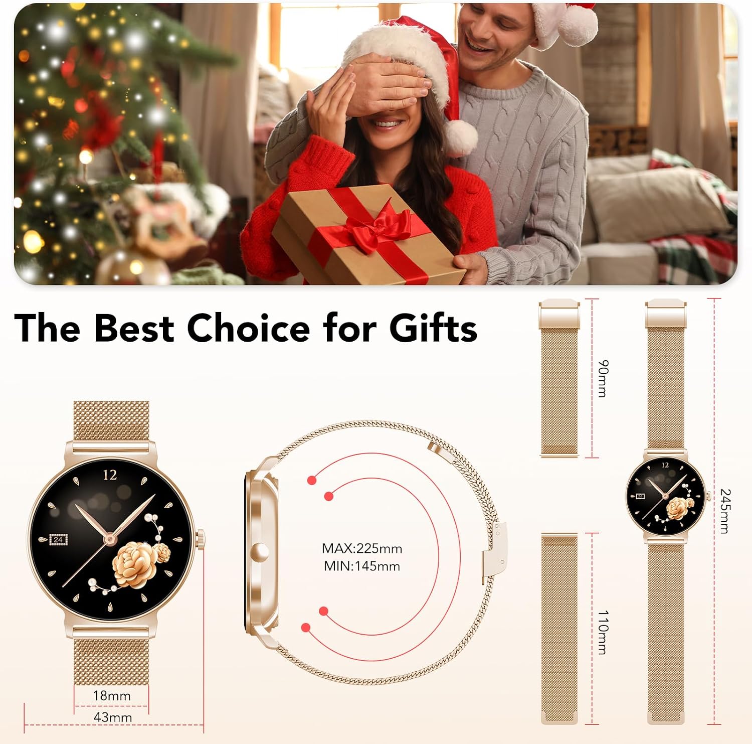Thumbnail 6 de taopodo Orologio Smartwatch Donna con Schermo AMOLED rotondo 1,27" – Chiamate Bluetooth, 120+ Modalità sportive, IP68 (Oro Rosa)