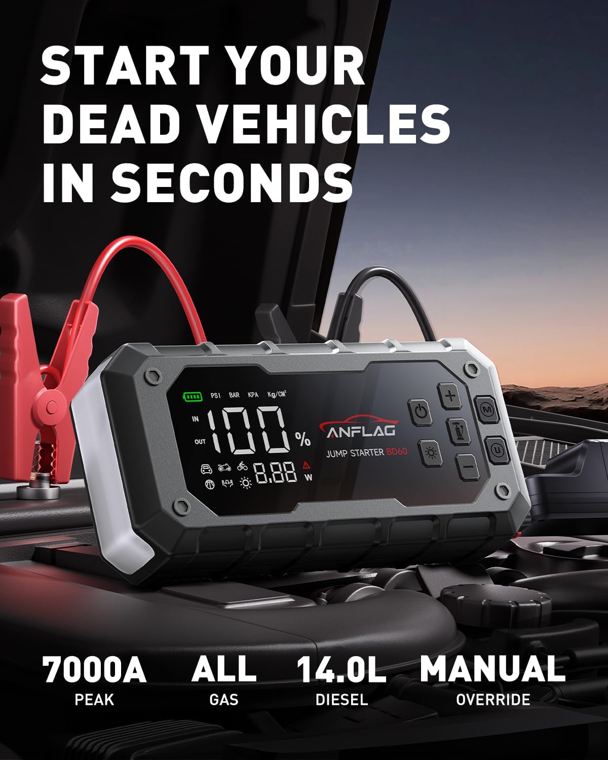 Detalle 2 de ANFLAG 7000A 12V Jump Starter with 160PSI compressor