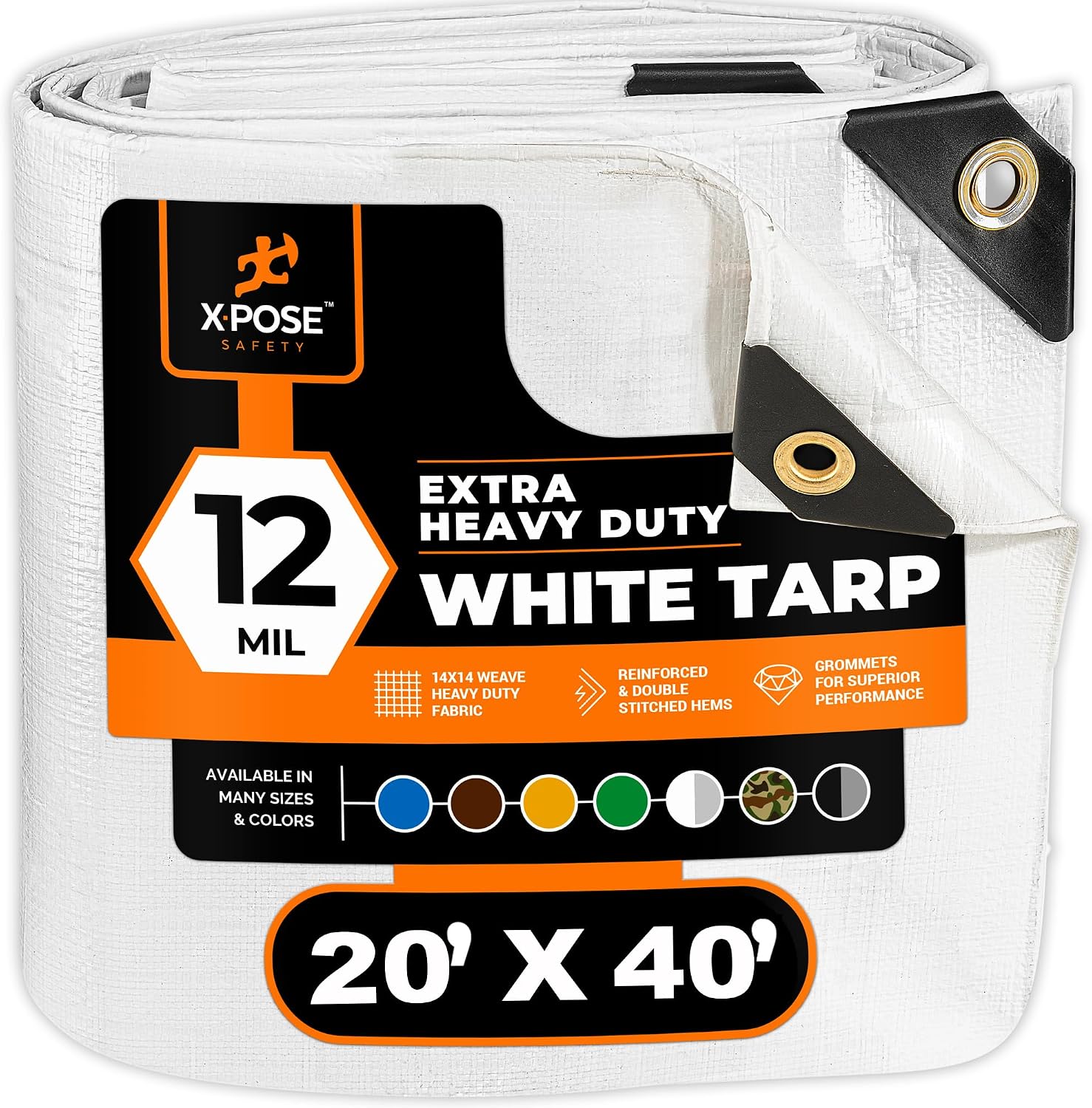 Heavy Duty White Poly Tarp 20' x 40' by Xpose Safety