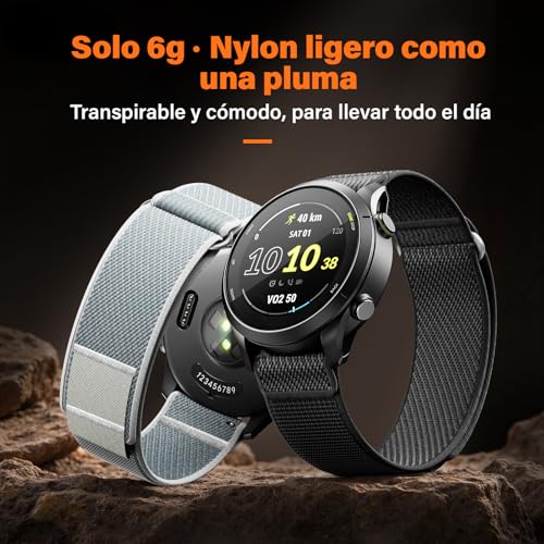 Detalle de Correa de reloj 22 mm NotoCity para Garmin: nylon transpirable y cierre en acero inoxidable