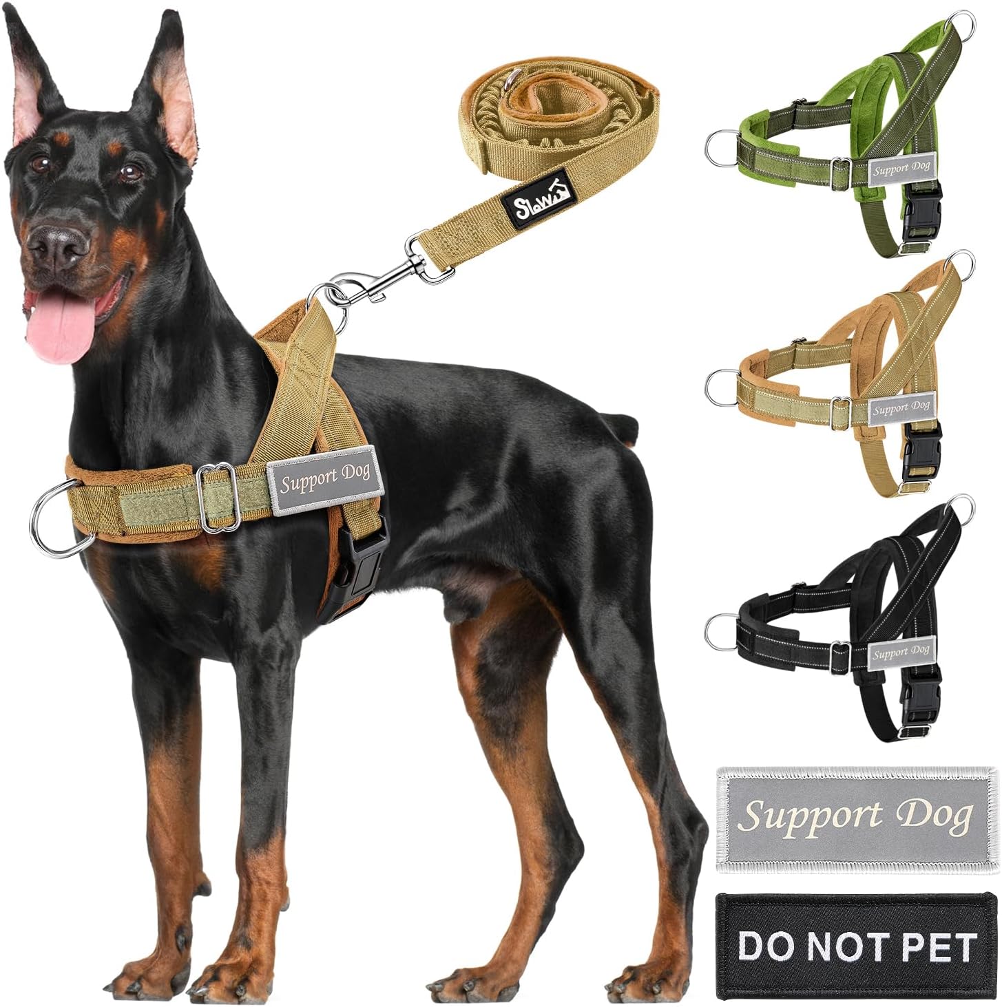 Detalle de SlowTon Hundegeschirr mittelgroße bis große Hunde mit reflektierender Polsterung, verstellbarem Hals & Brust und Anti-Zug-Design