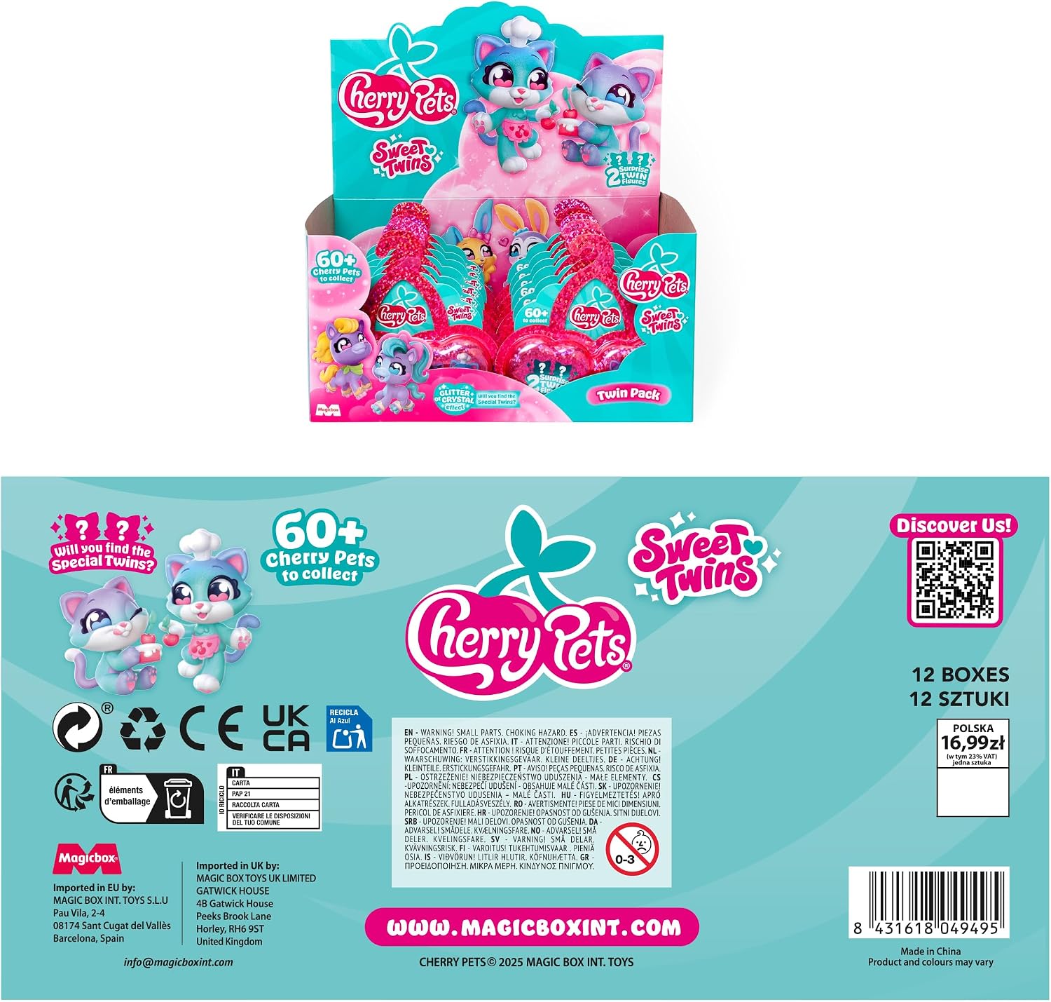 Detalle de Cherry Pets PCP1D – display figurek kolekcjonerskich, 12 dwupaków, 24 figurki