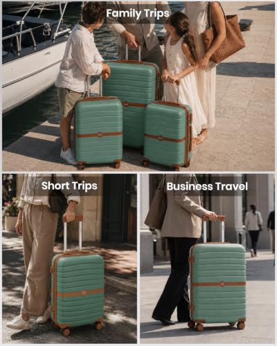 Detalle de Kono Medium Hard Shell Suitcase: Green 24-inch ABS+PC Checked Luggage