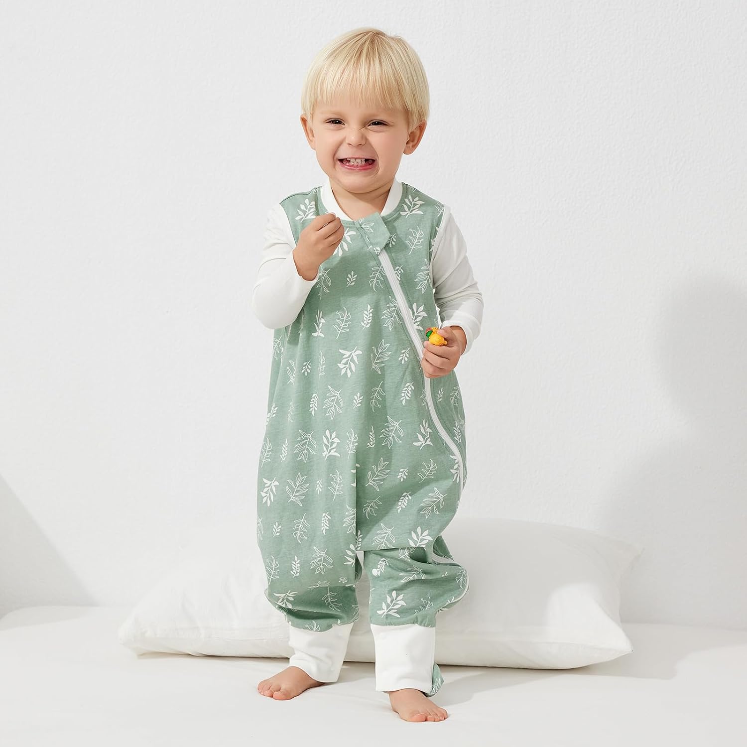 Detalle de Duomiaomiao Schlafsack mit Füßen aus 100% Baumwolle, 1,5 TOG – für Jungen & Mädchen (Größe 85/LYYP)