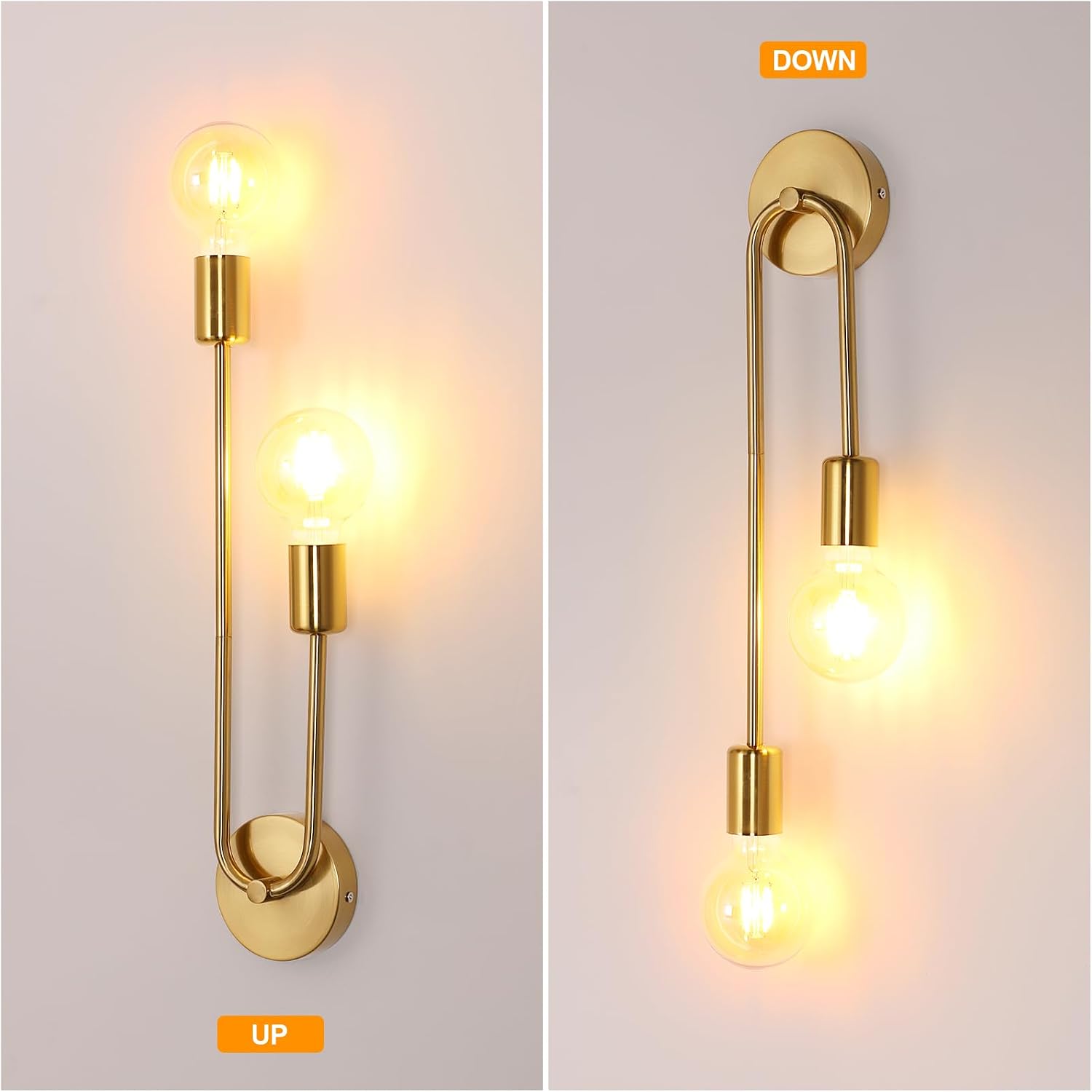 Detalle 1 de Riserva 933M-4/03 vägglampa i guld med två E27-ljuskällor