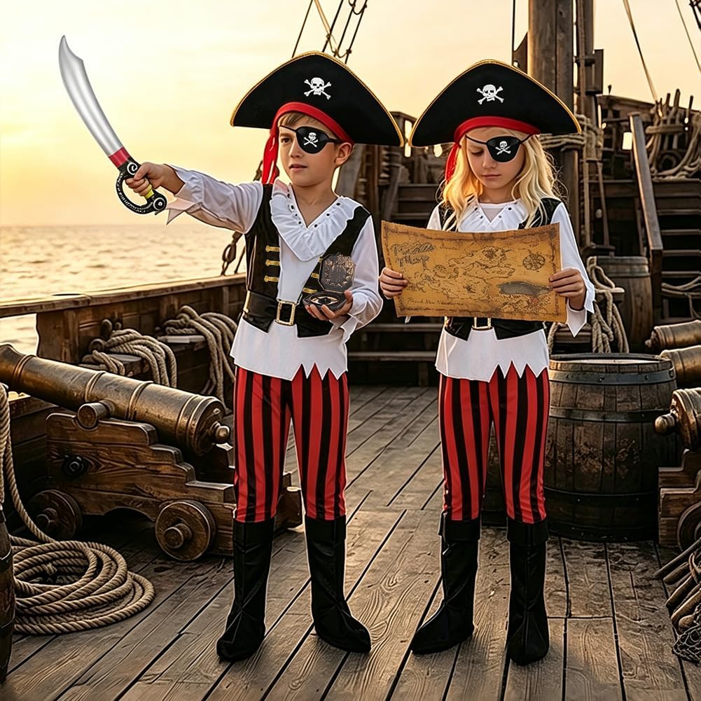 Detalle 2 de Beugo piratenkostuum voor kinderen, set van 33 met accessoires