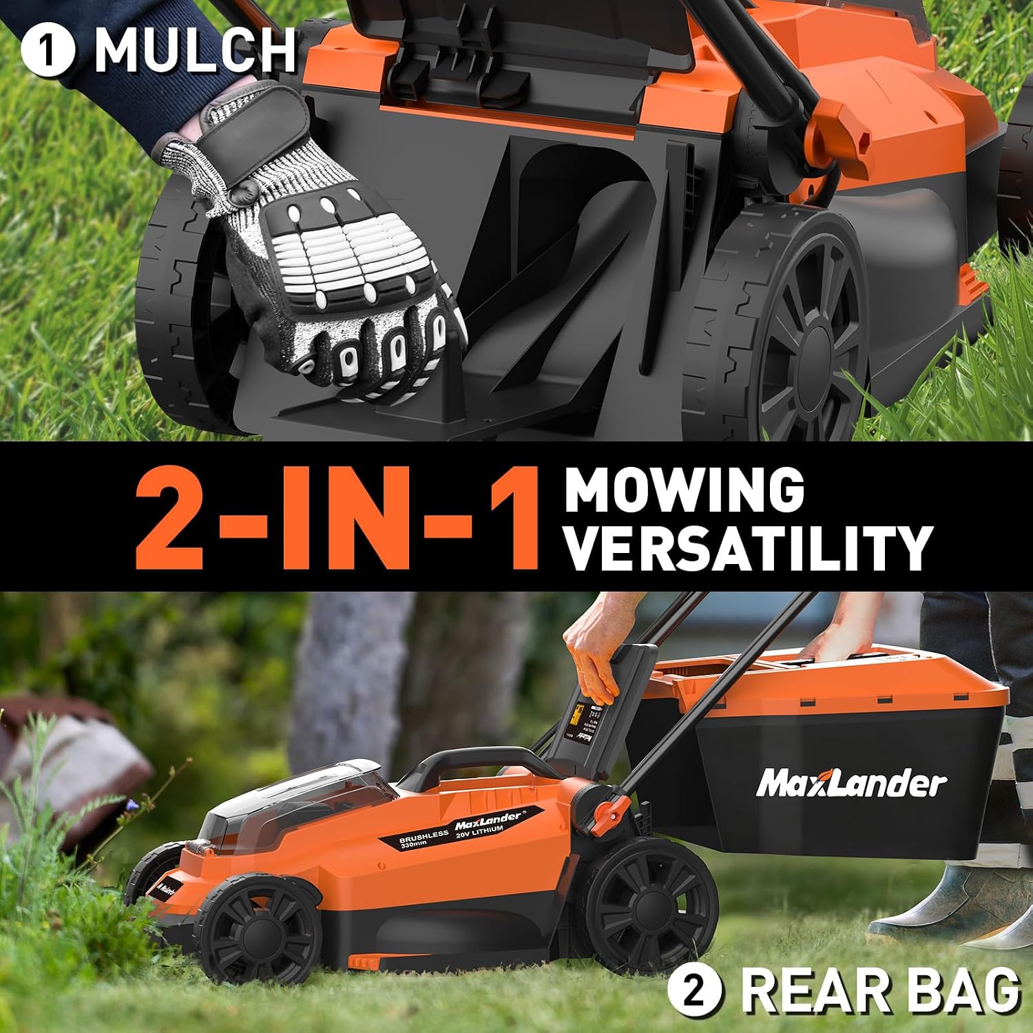 Thumbnail 1 de Maxlander 33cm Cordless Lawnmower with 5-Position Height Adjustment and Dual 18V Batteries