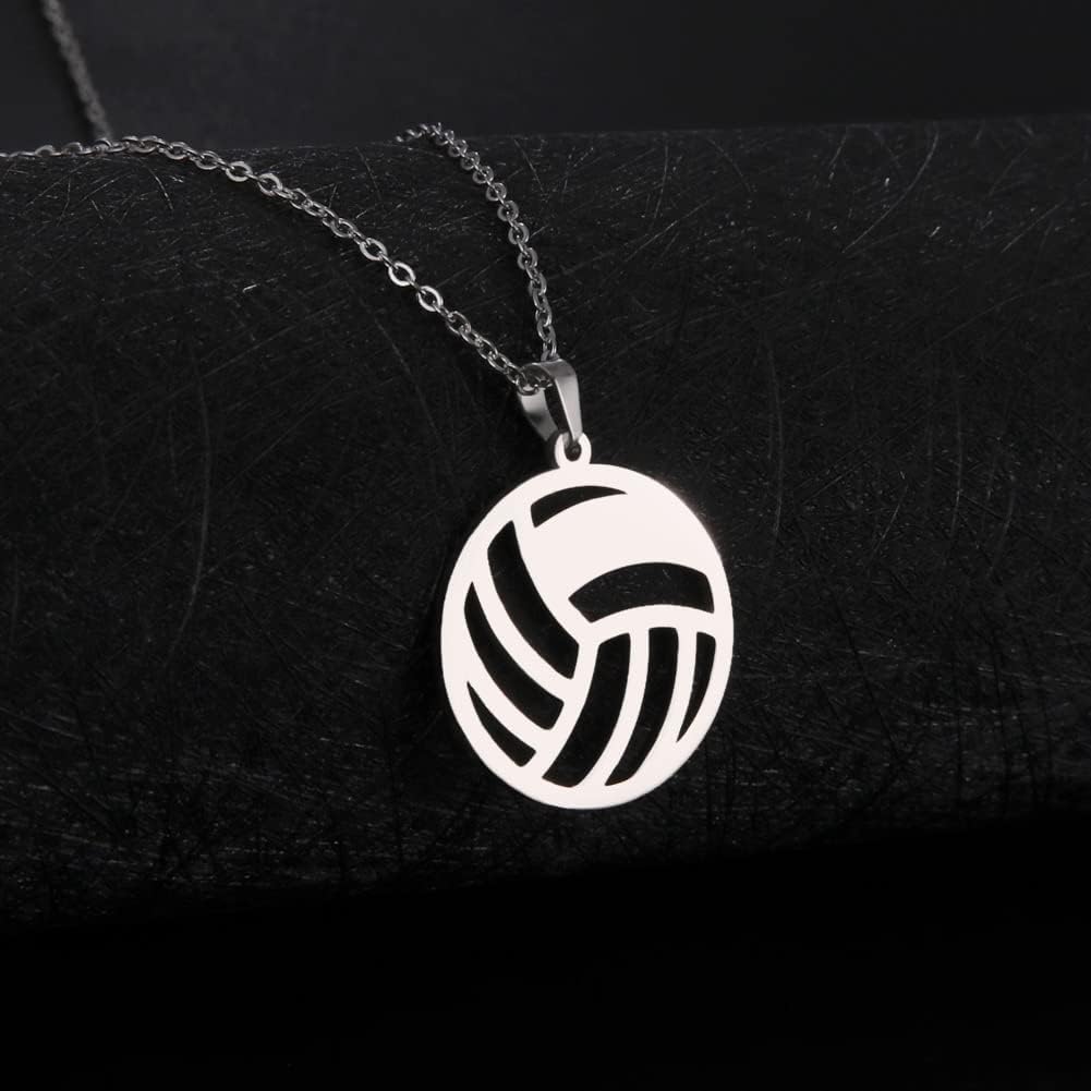 Detalle 1 de Collier volleyball creux VASSAGO en acier inoxydable – bijou sportif minimaliste ajustable