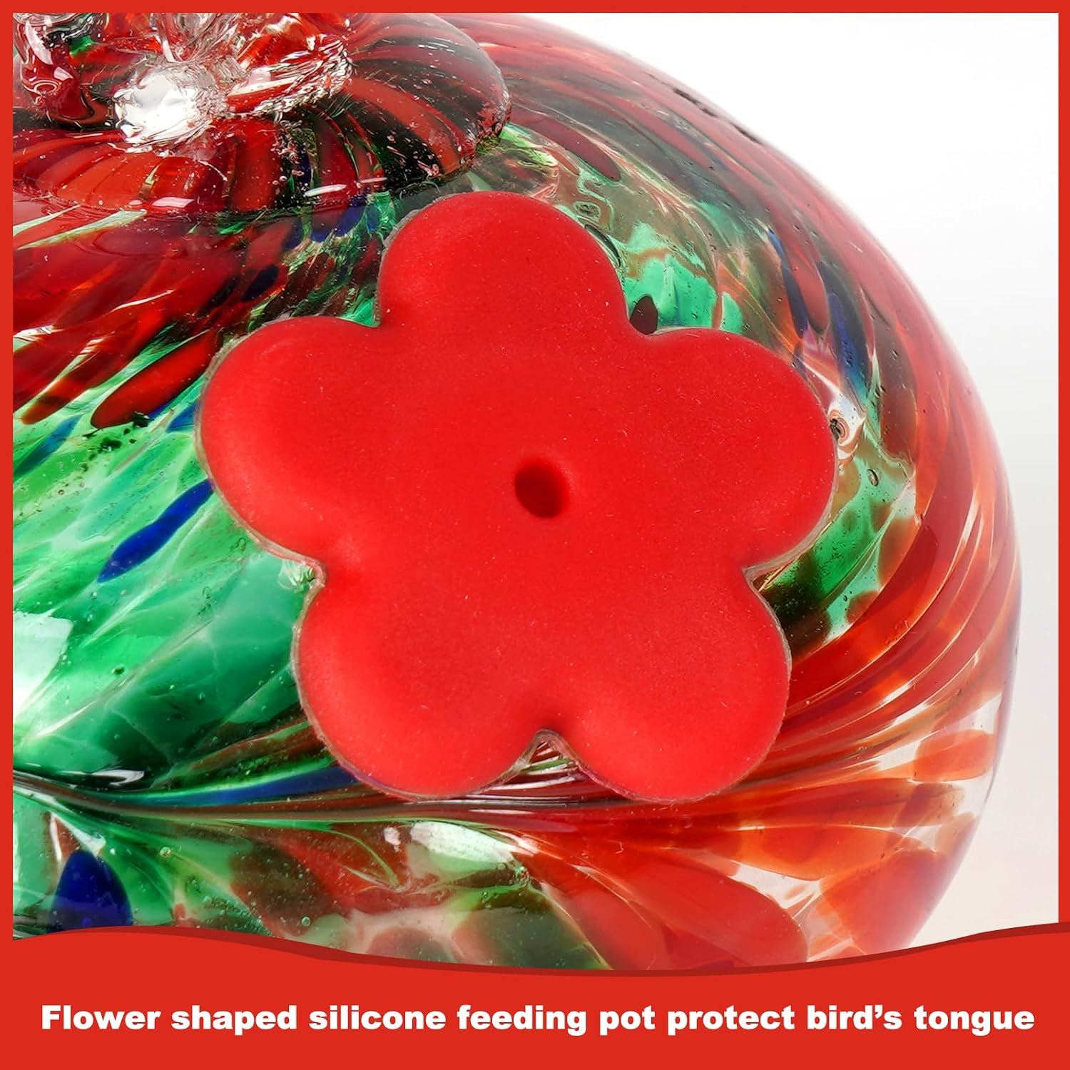 Detalle de Headak Life Hummingbird Feeder Wind Chimes Hand-Blown Glass