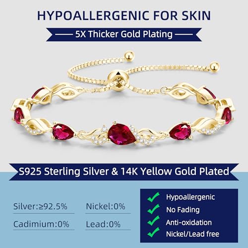 Thumbnail 4 de FANCIME Teardrop Ruby Tennis Bracelet for Women
