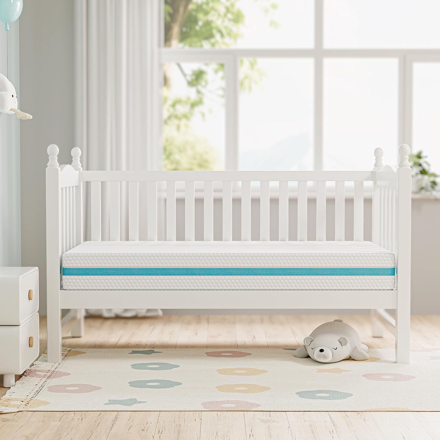 Thumbnail 1 de TeQsli Dual-Sided Crib Mattress, Memory Foam, Washable Cover, 52 x 27.6 x 6 in