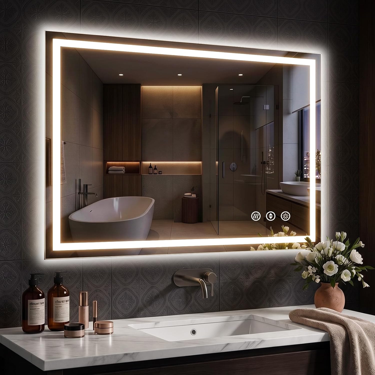 Detalle de Hiefcce LED Bathroom Mirror 40x32