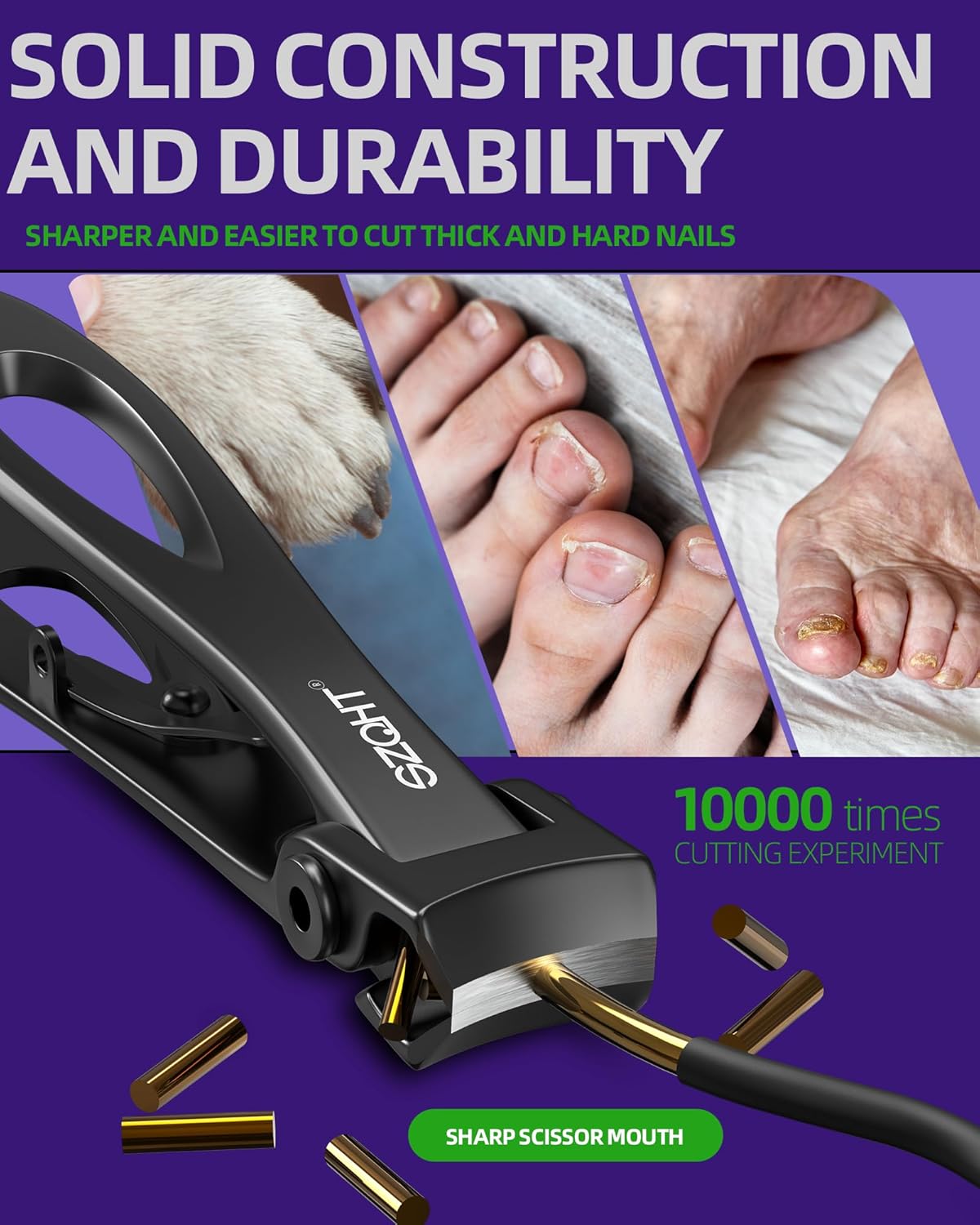 Detalle de SZQHT Ultra Wide Jaw Nail Clippers for Thick Nails ✂