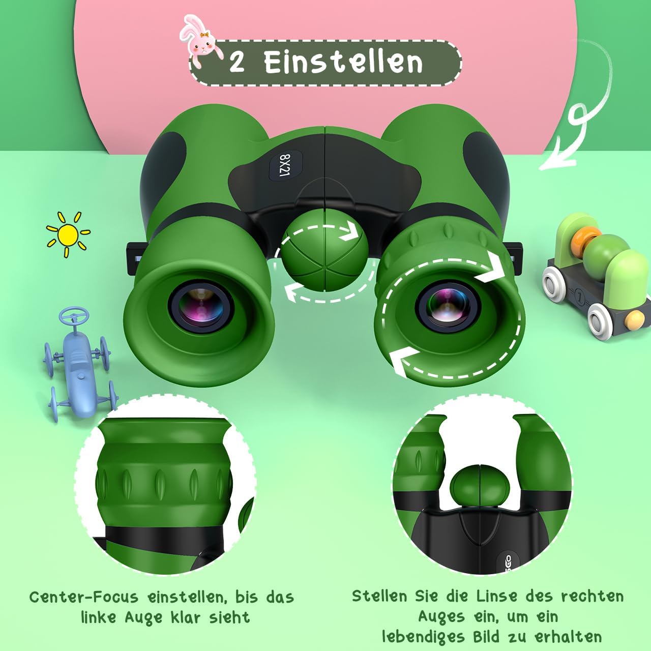 Thumbnail 3 de Fernglas Kinder Vergrößerung 8X21 – robustes Mini-Glas für Entdecker ab 3 Jahren