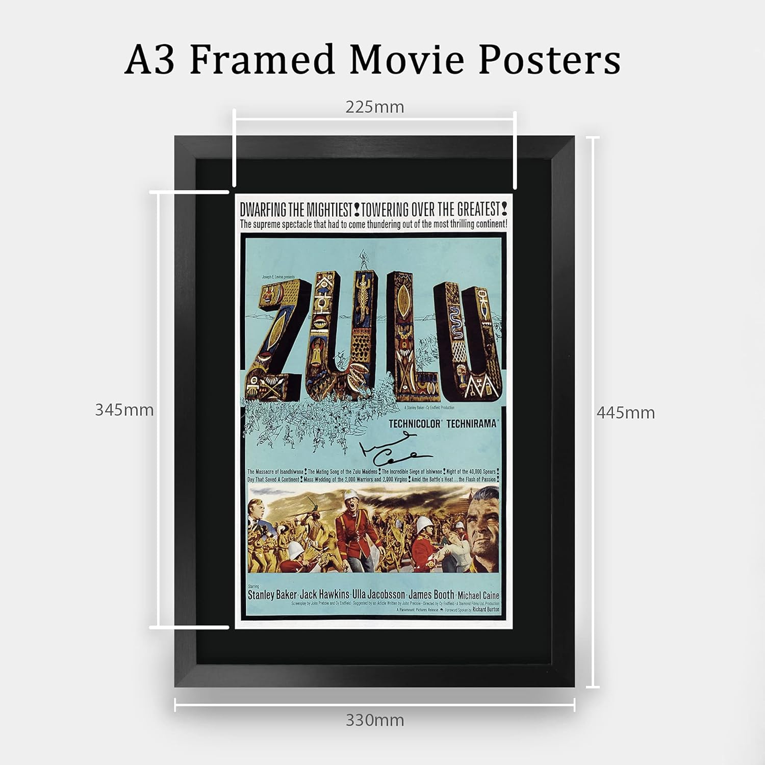 Thumbnail 1 de HWC Trading Zulu Michael Caine Gifts Printed Signed Autograph Picture (A3 Framed) for Movie Memorabilia Fans