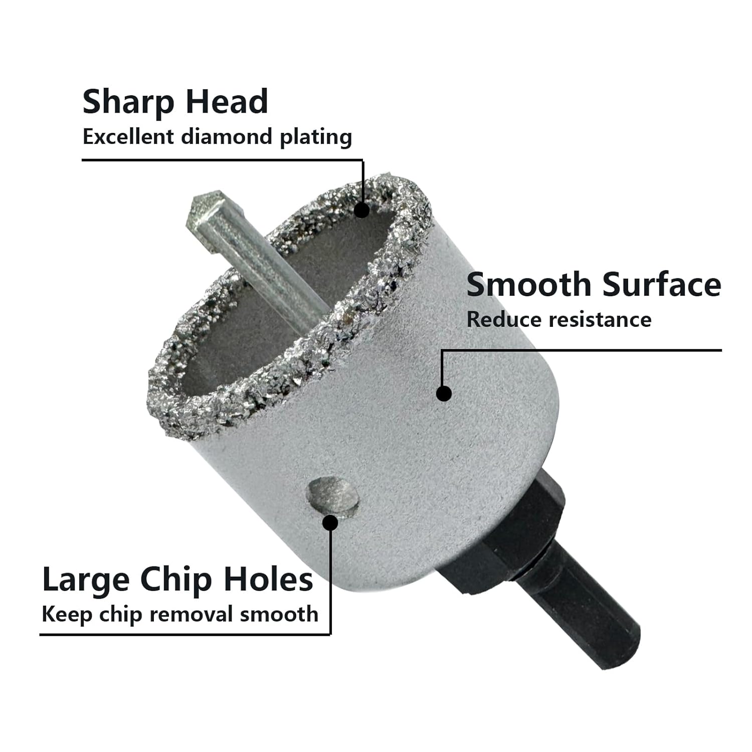 Detalle de NORTOOLS Diamond Hole Saw Set – 9pcs Carbide Grit Edged Holesaws for Tile, Stone & Ceramic Drilling
