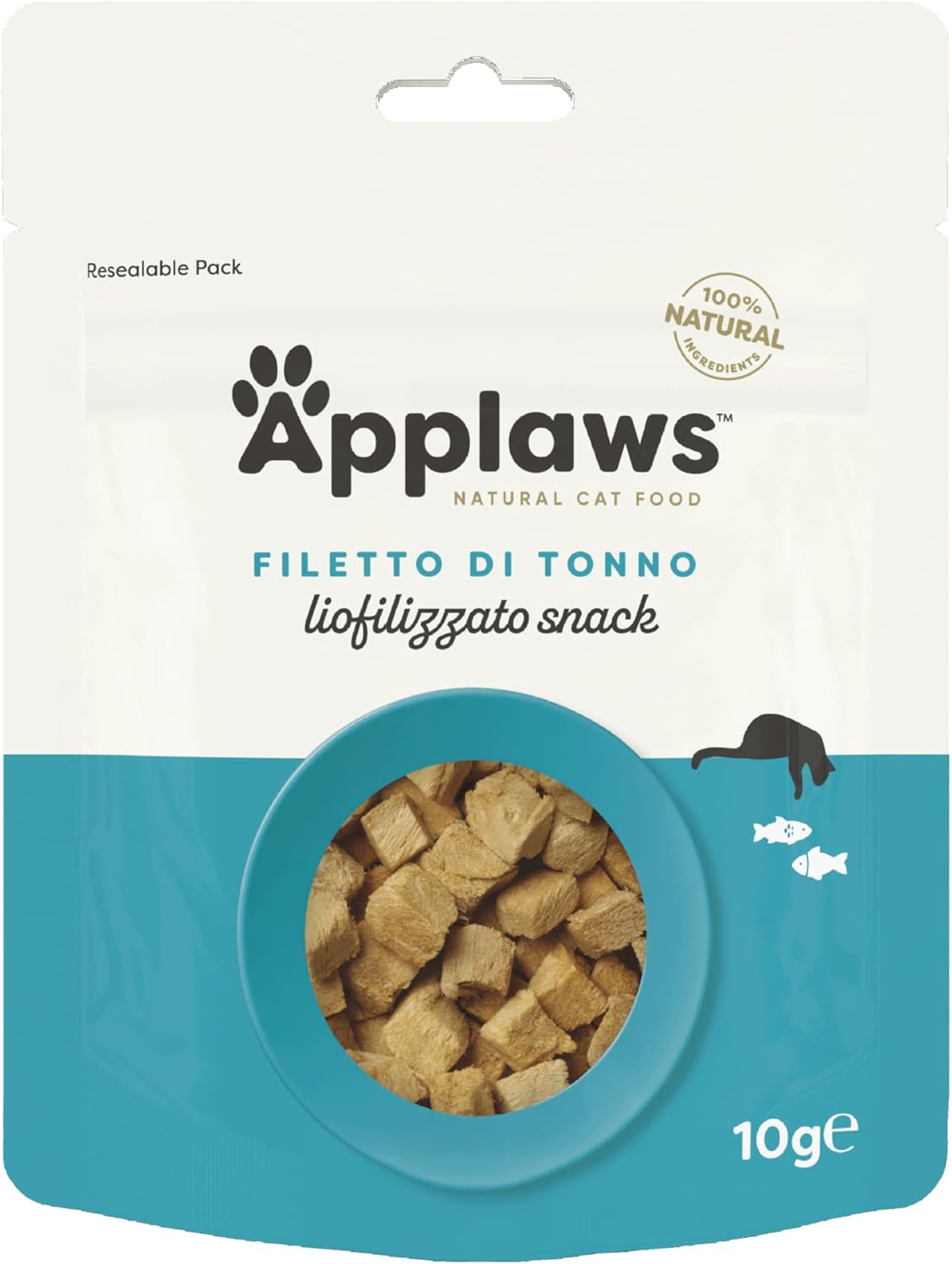 Detalle de Applaws Snack Naturali al 100% per Gatti – Filetto di Tonno Liofilizzato, Confezione da 12 x 10g