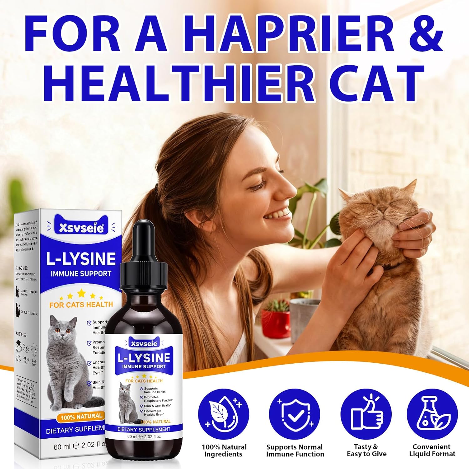 Thumbnail 6 de L-lisina per gatti: gocce liquide per immunità e salute respiratoria (60 ml) – supporto quotidiano
