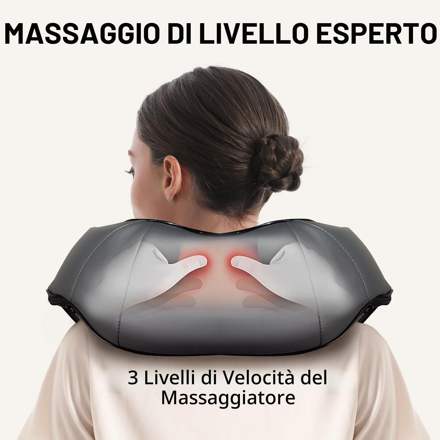 Detalle de Nekteck Shiatsu collo e massaggiatore posteriore 3D con calore infrarossi – Grigio Scuro