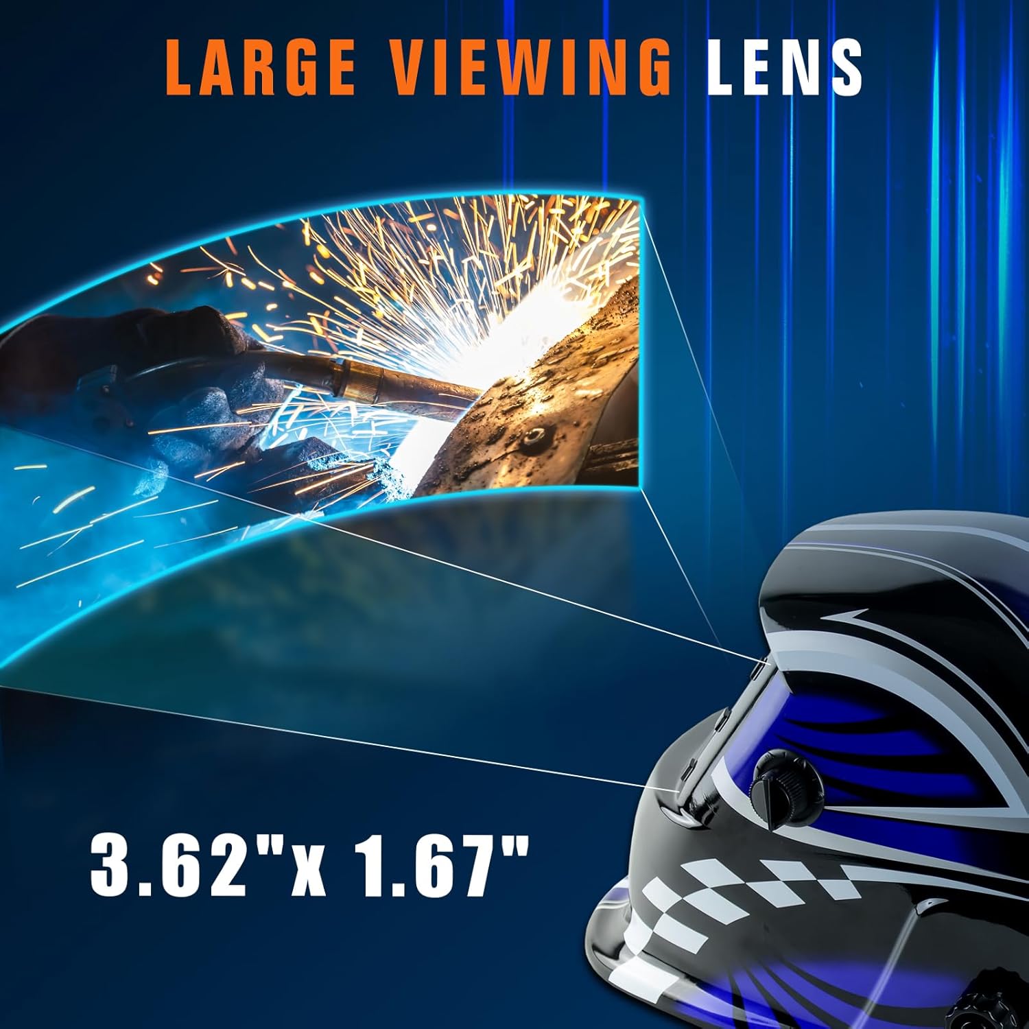 Detalle 2 de TRQHD01 TRQWH Auto Darkening Welding Helmet with True Color Lens