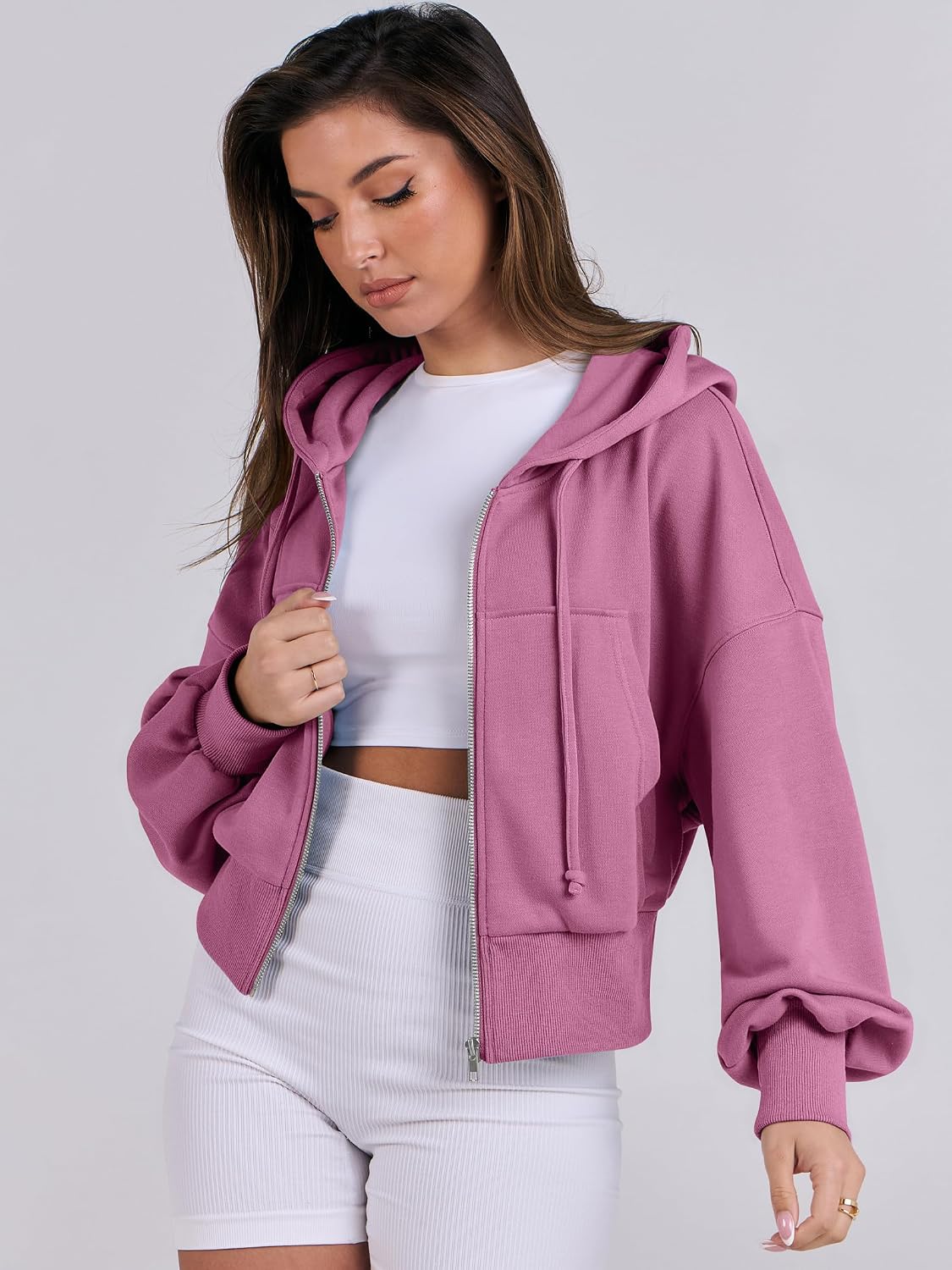 Thumbnail 6 de ANRABESS Women's Zip-Up Hoodie, Rayon-Polyester