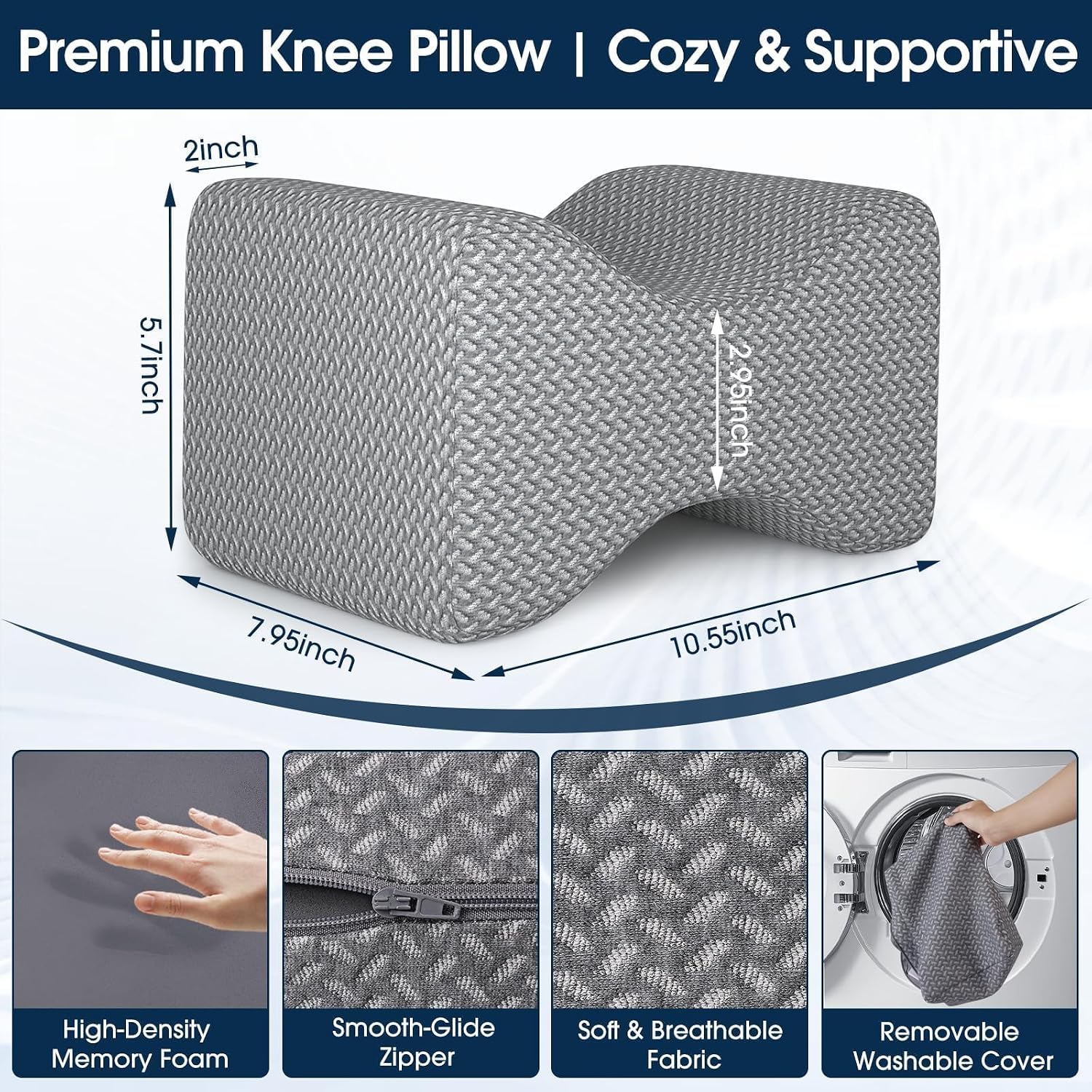 Detalle 2 de BlissTrends Knee Pillow, Memory Foam