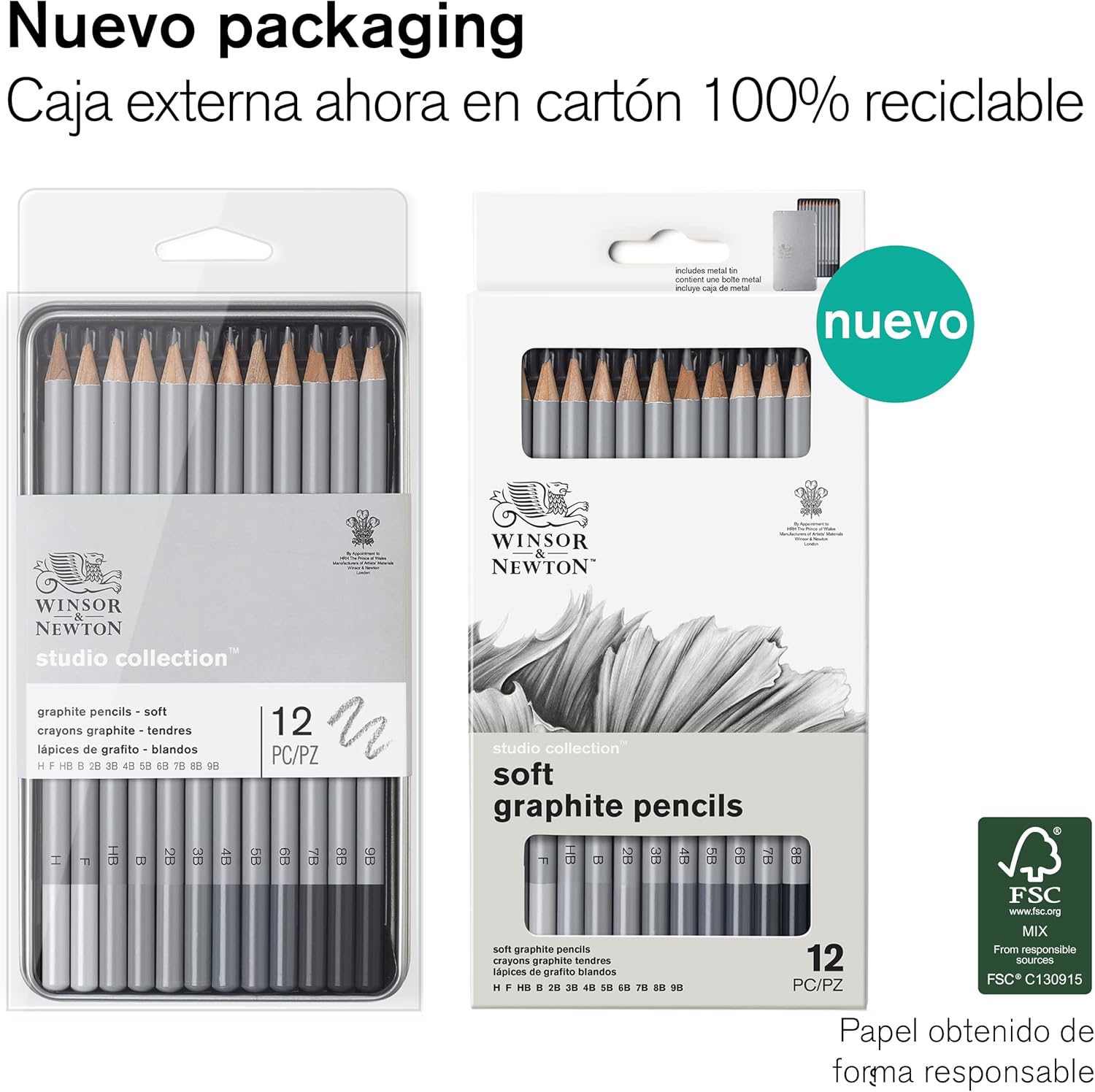 Detalle 2 de Winsor & Newton Studio Collection - 12 Lápices de Grafito Suaves ✏